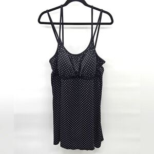 SlimShaper Black Polka Dot Strappy Tank Swimdress Size 22‎